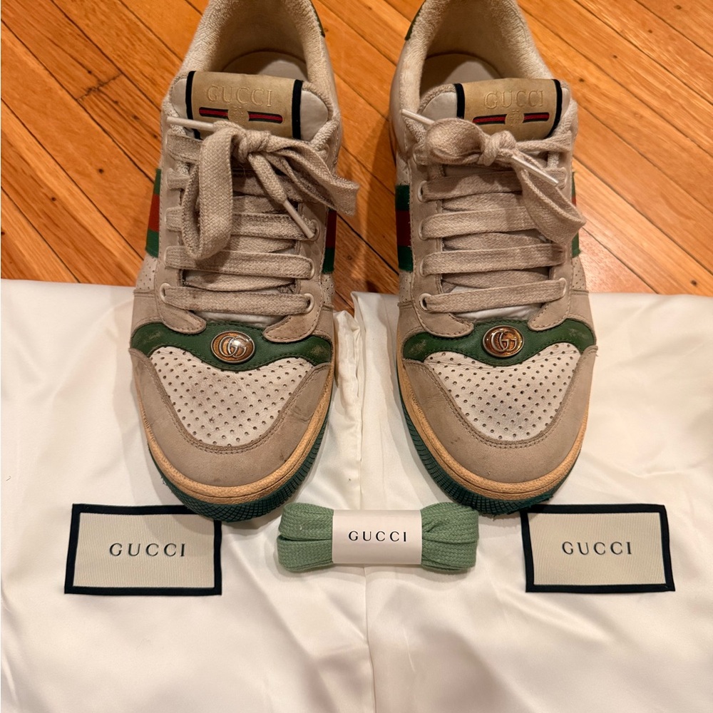 Gucci Beige and Green Sneakers - Picture 5 of 5